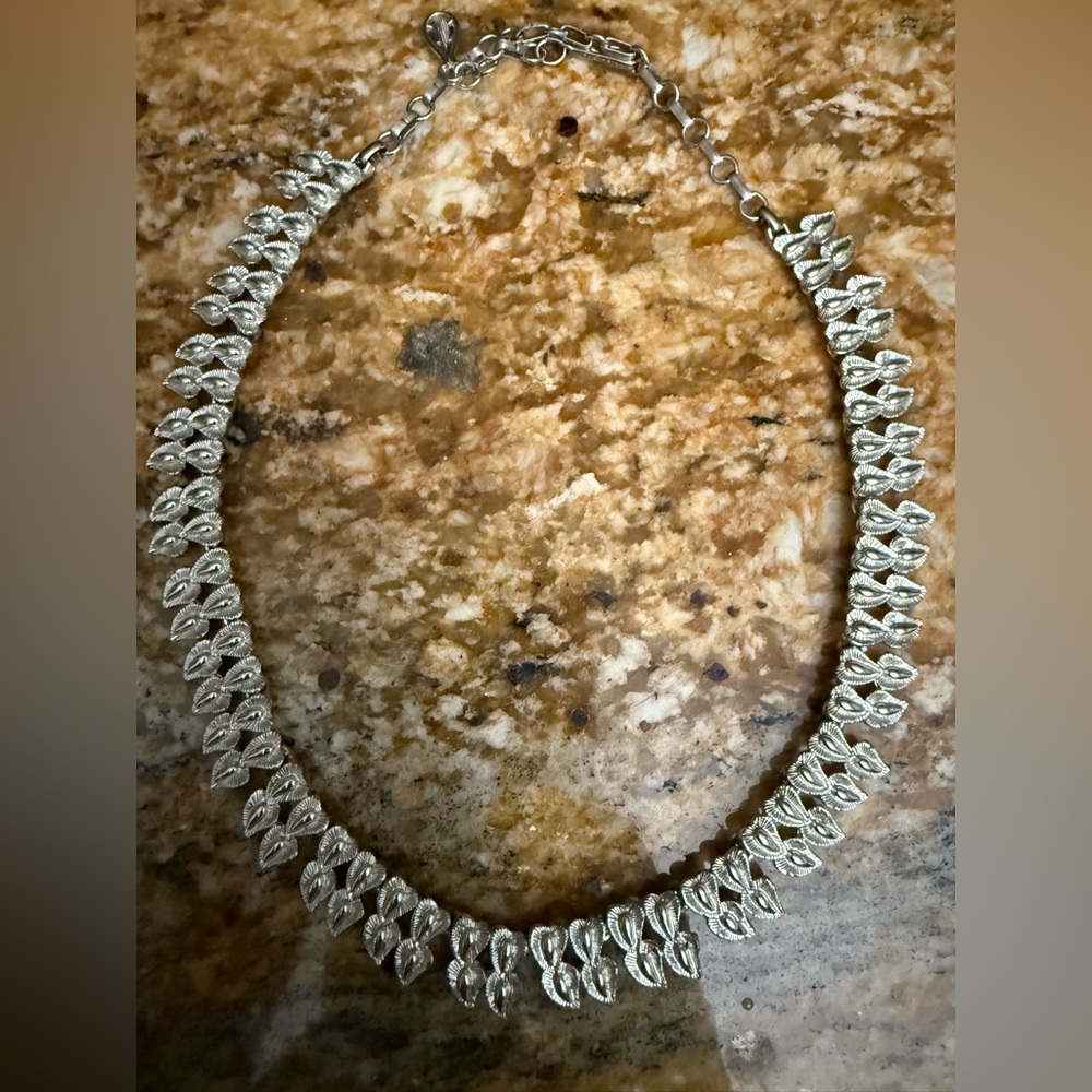 Elegant CORO  Silver tone Leaf Necklace